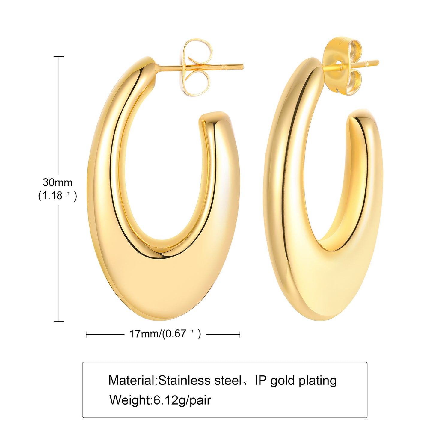 Stainless Steel Hollow Geometric Earrings Women's Gold Steel
