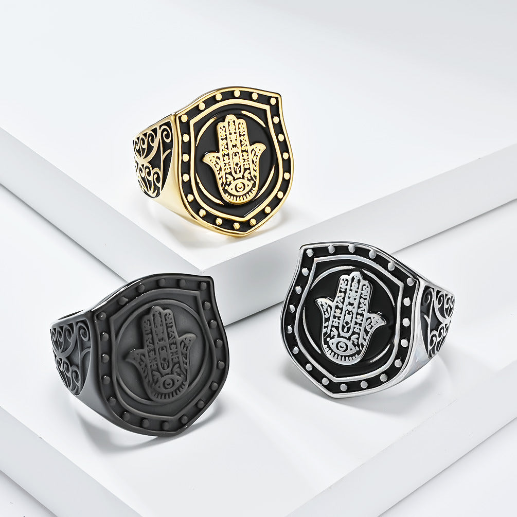 Planderful Everyday Genie Titanium Steel Ring For Retro Hip Hop Fans Exaggerated High End Niche Design Jewelry