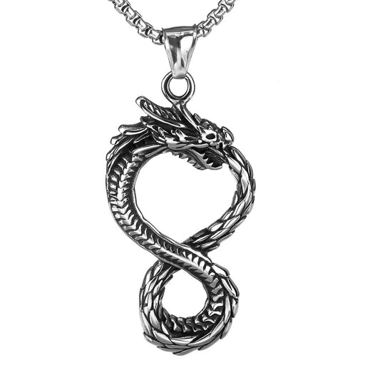 European And American Jewelry Wholesale Titanium Steel Men's Pendant Necklace Retro Dragon Design