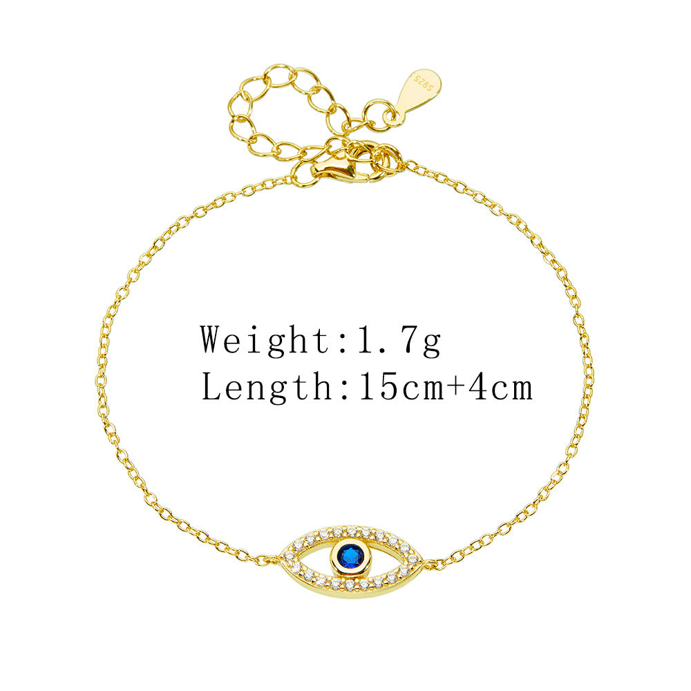 S925 Sterling Silver Zircon Eye Bracelet Devil's Eye Bracelet
