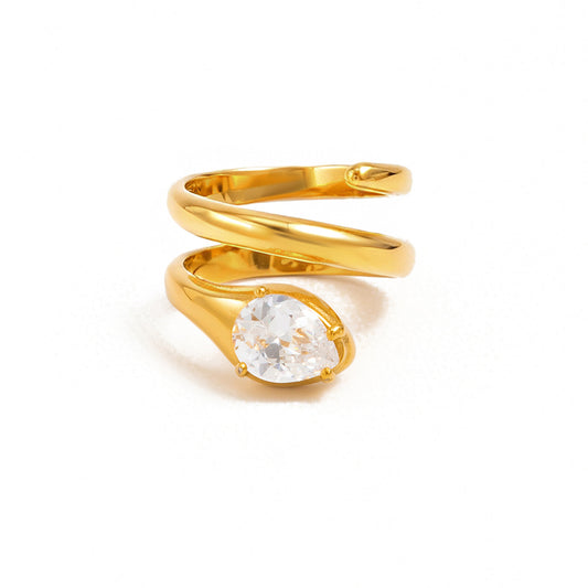 Planderful Vienna Verve Old Money Style Zircon Stainless Steel Ring For Fashion Forward Professionals Statement
