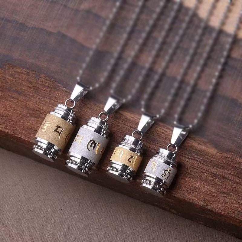 Planderful Shurangama Mantra Necklace Men Stainless Steel Pendant Sacred Mantra For Protection And Focus