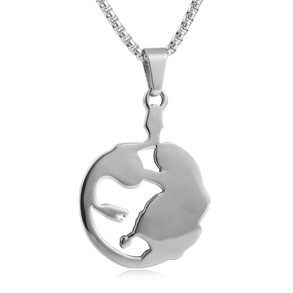 Titanium Steel Snake Queen Pendant Necklace for Men - Retro Punk Style