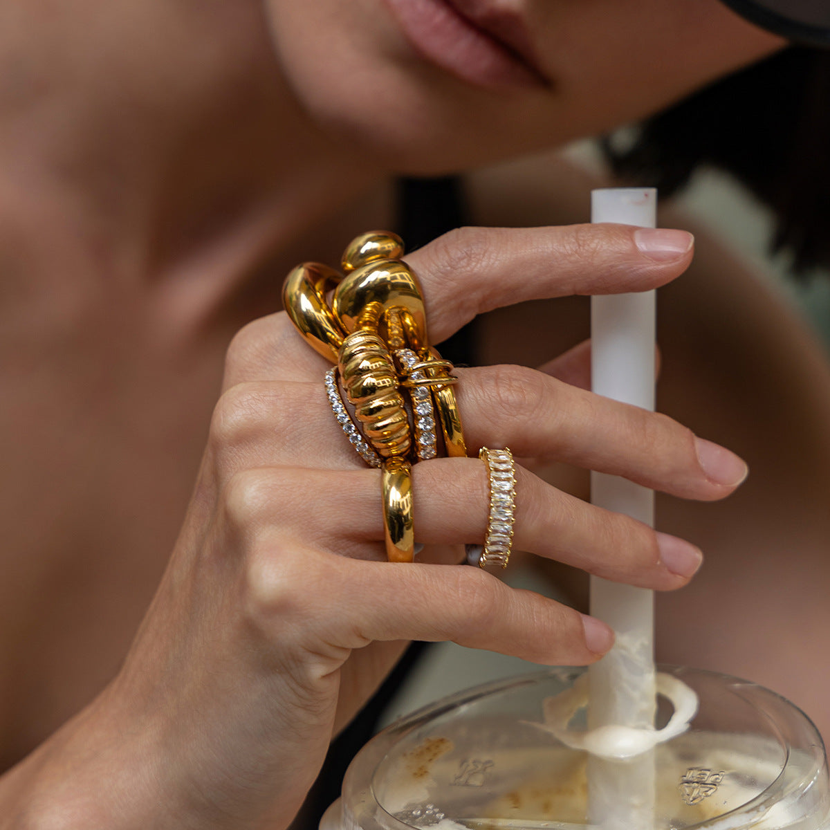 Stainless Steel Zircon Open Ring By Planderful Vienna Verve For Urban Professionals Statement Piece