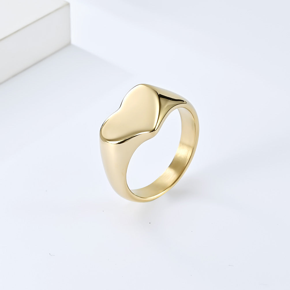 Titanium Steel Heart-Shaped Love Ring for Couples