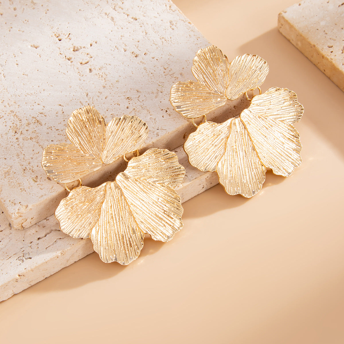 Planderful Vienna Verve Earrings – Elegant Three-Dimensional Metal Flower Design