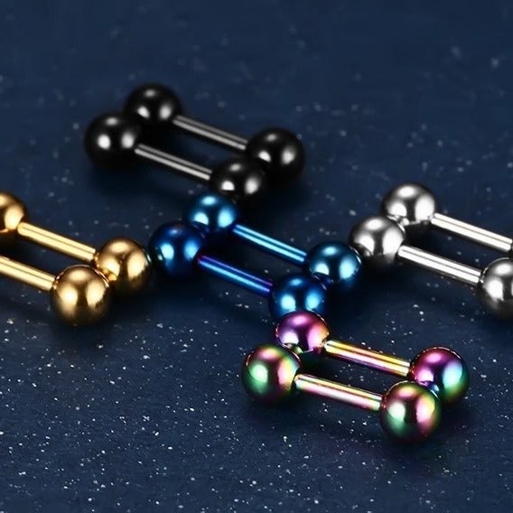 Stainless Steel Ball-End Barbell Earrings — Single