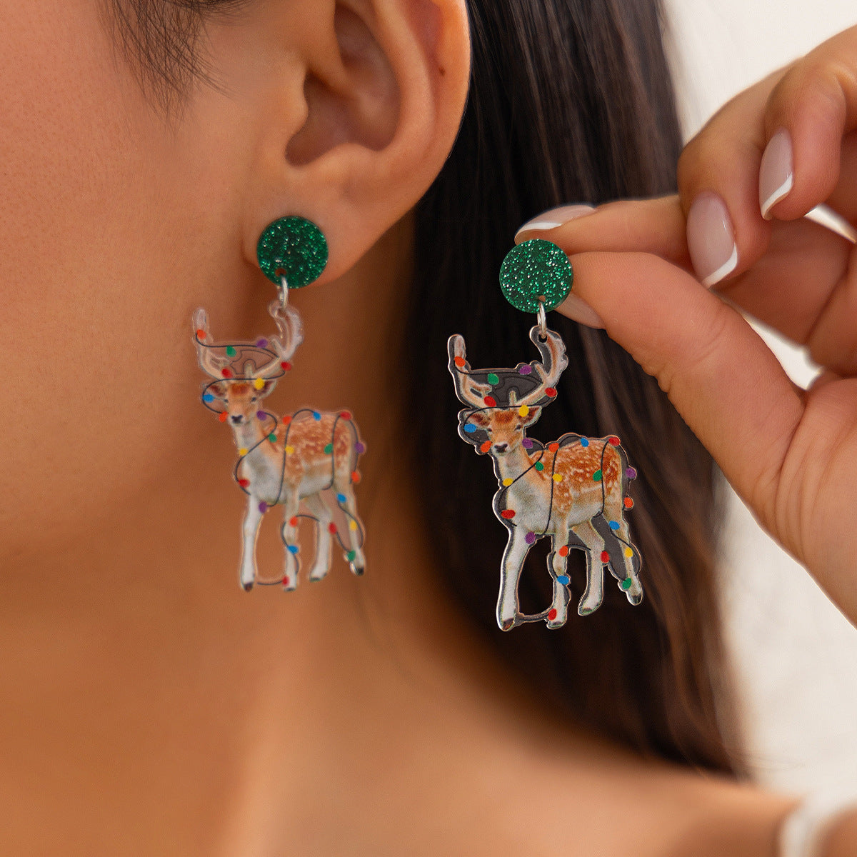 Planderful Vienna Verve Christmas Earrings Fringed Pendant For Women Elk Tree Design Statement