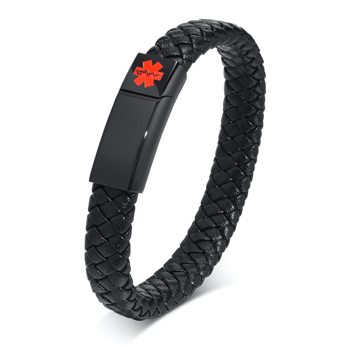 Stainless Steel Magnetic Buckle Red Medical Logo Bracelet for Men