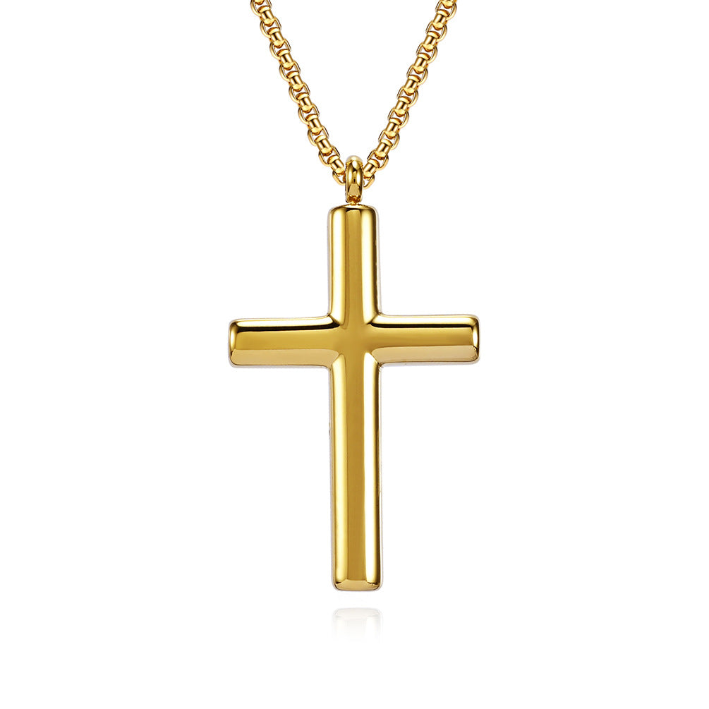 Planderful Cross Necklace Titanium Steel Unisex Geometric Curved Pendant Sleek Durable Everyday Genie