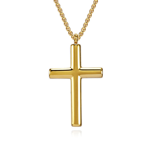 Planderful Cross Necklace Titanium Steel Unisex Geometric Curved Pendant Sleek Durable Everyday Genie