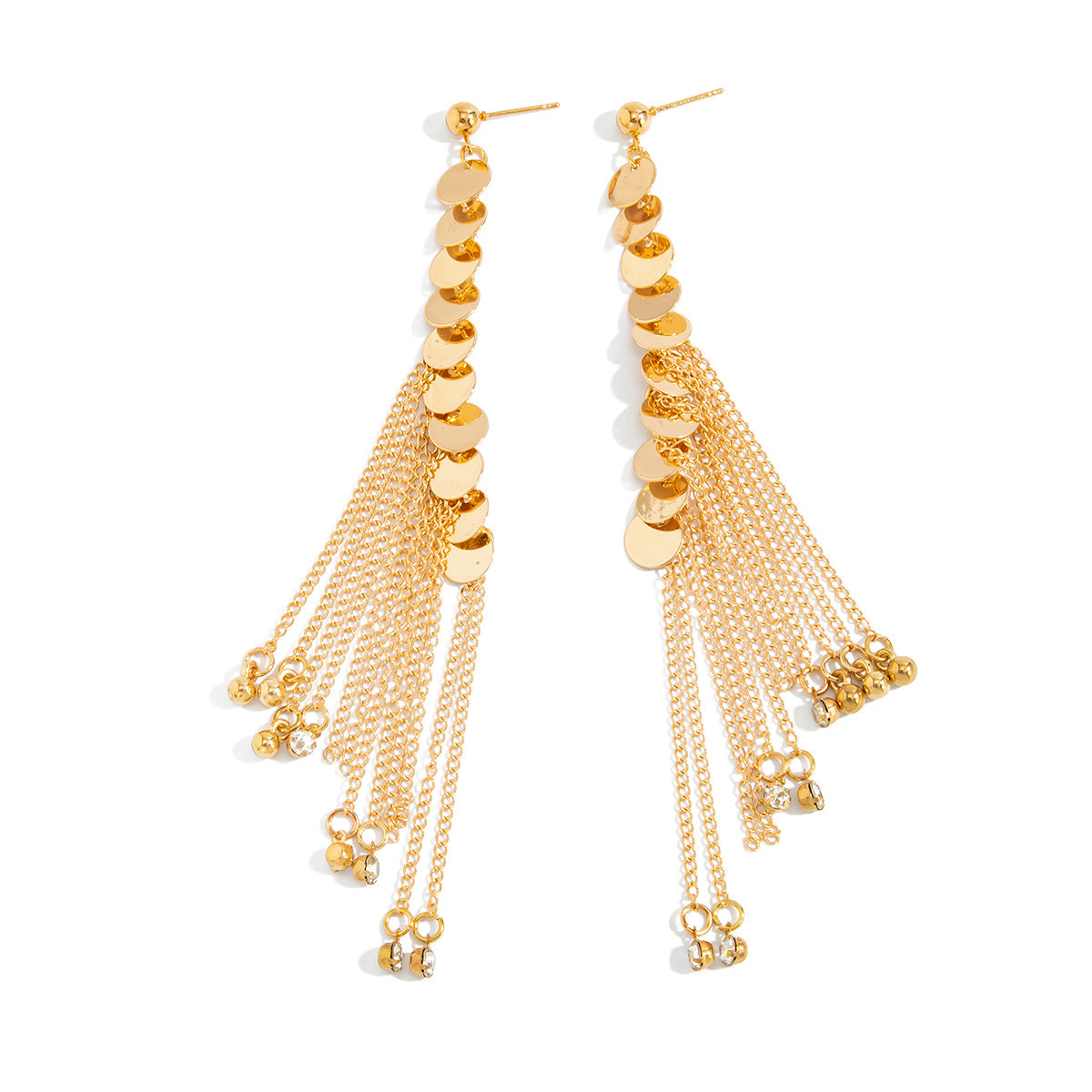 Planderful Statement Earrings Sequined Disc Fringe Rhinestone Shine For Women Bold Shimmering Rhinestones