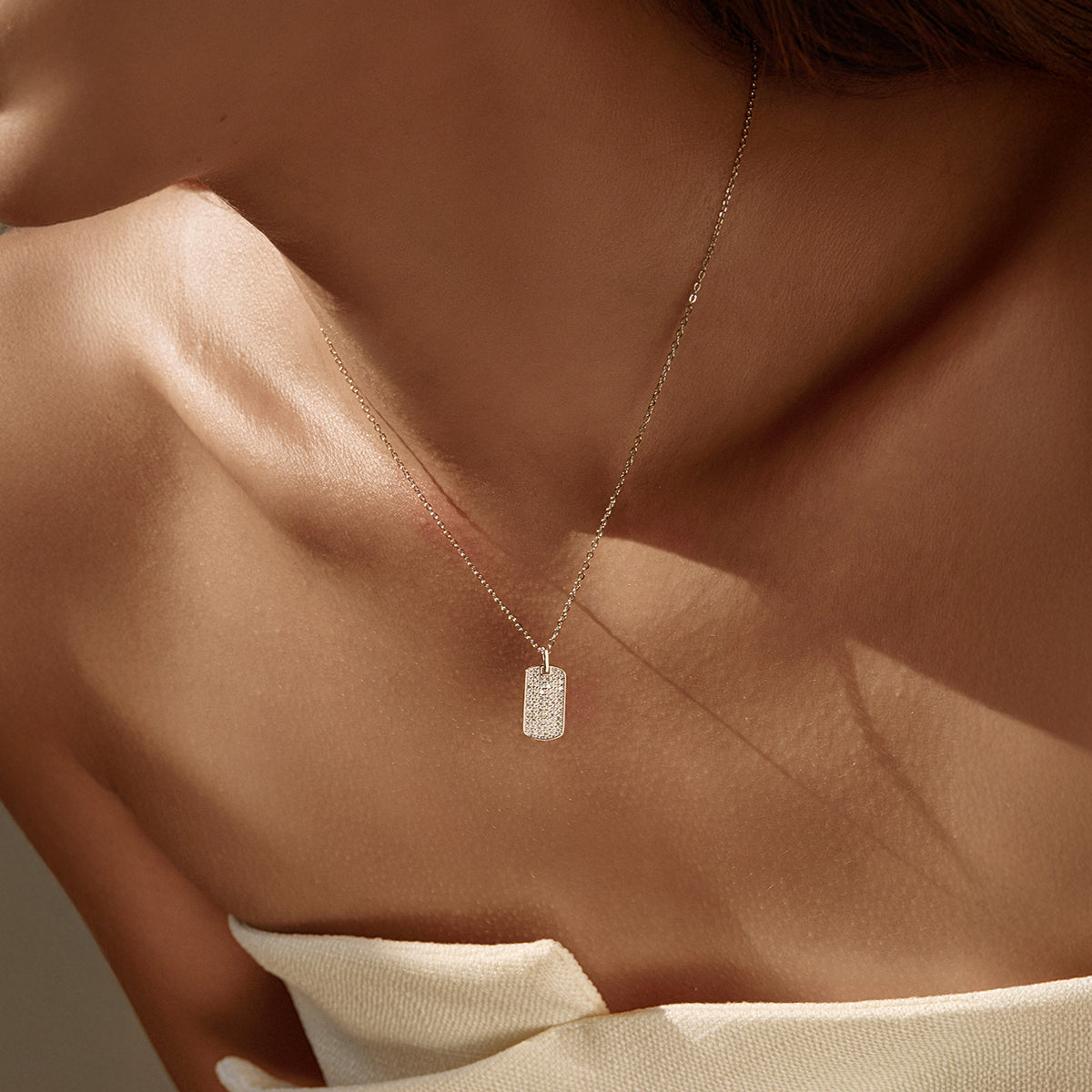 925 Sterling Silver Square Moissanite Necklace