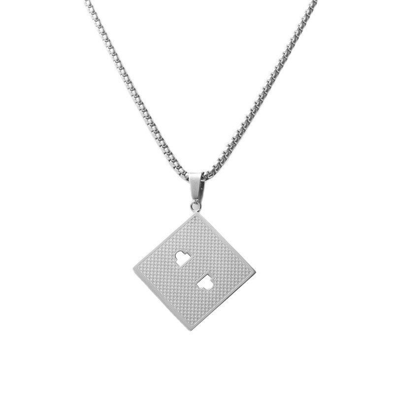 Personalized Retro Titanium Steel Pendant Necklace for Men and Women - Trendy Socket Plate Design