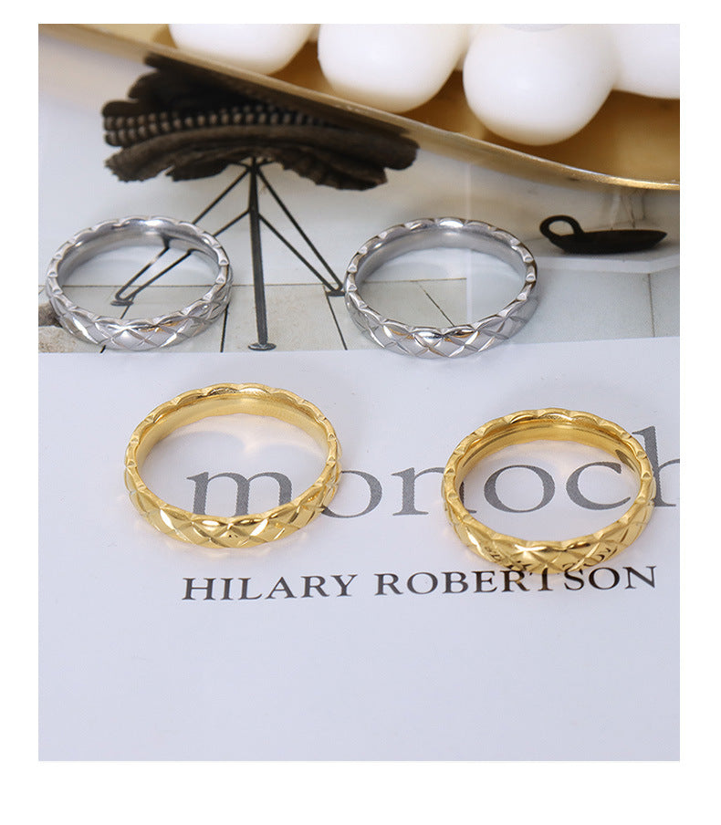 Golden Zircon French Style Ring with Retro Flair