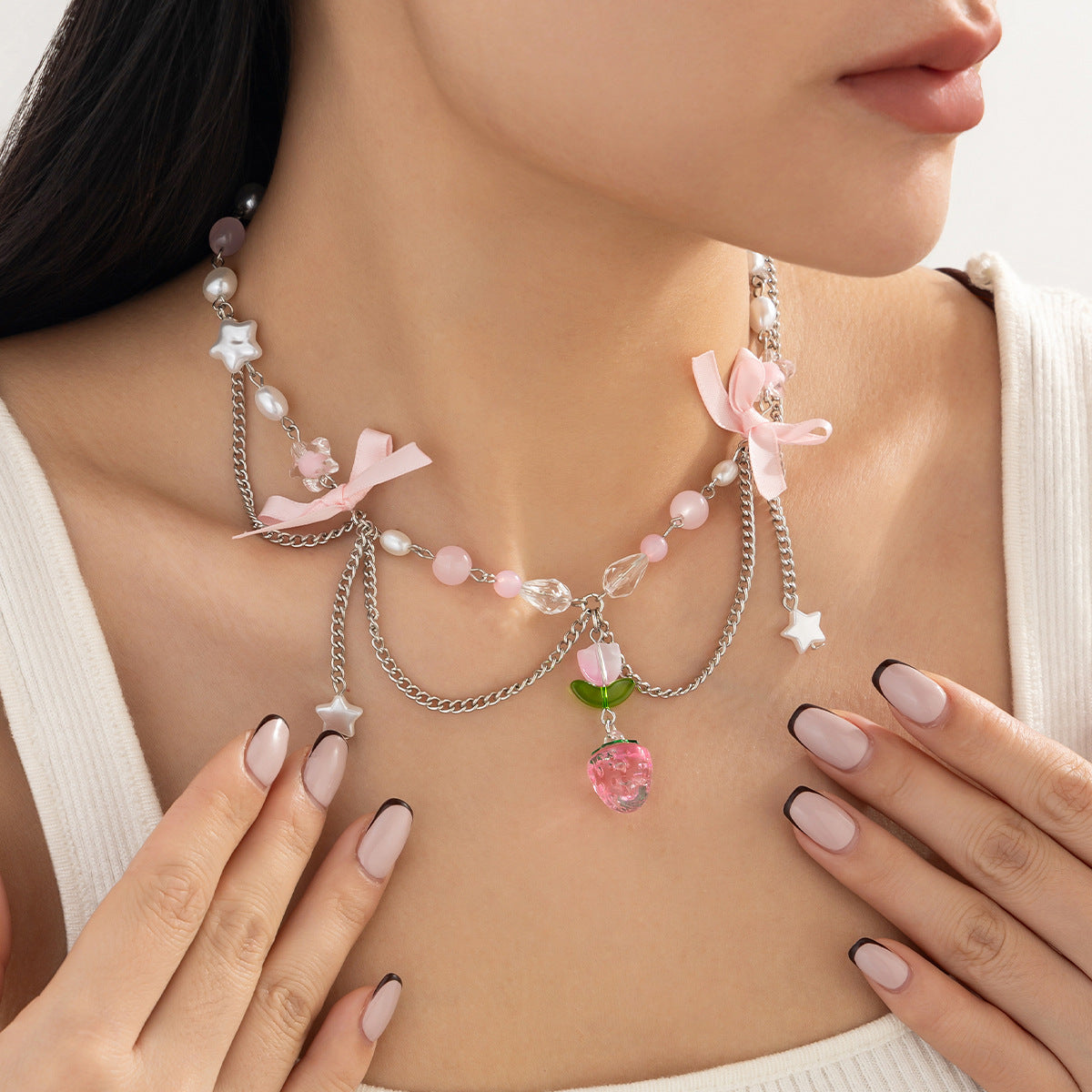 Strawberry Pearl Tassel Necklace Collection
