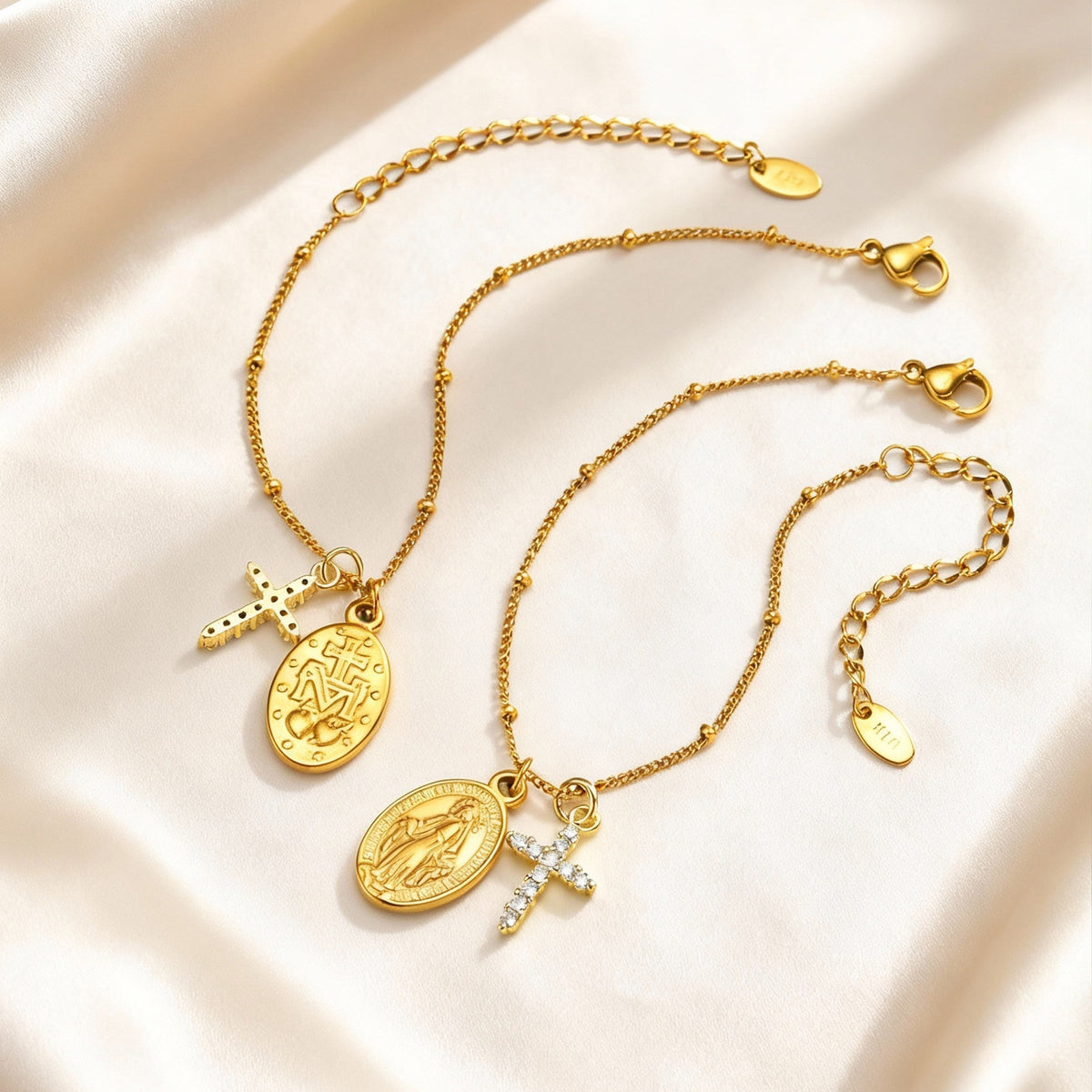 Cross Zircon Gold-Plated Copper Bracelet