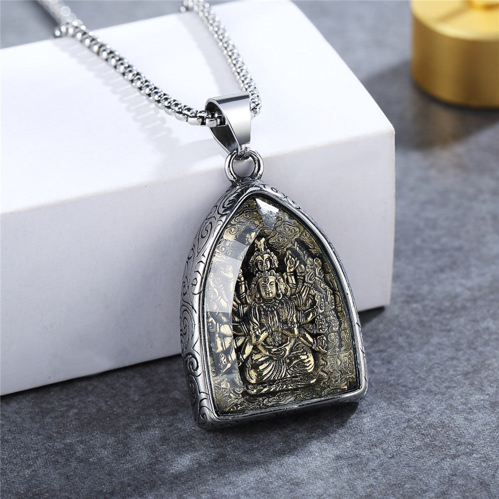 Planderful Buddhist Pendant Eight Patrons Of The Zodiac Guanyin Tathagata Unisex Protection Necklace