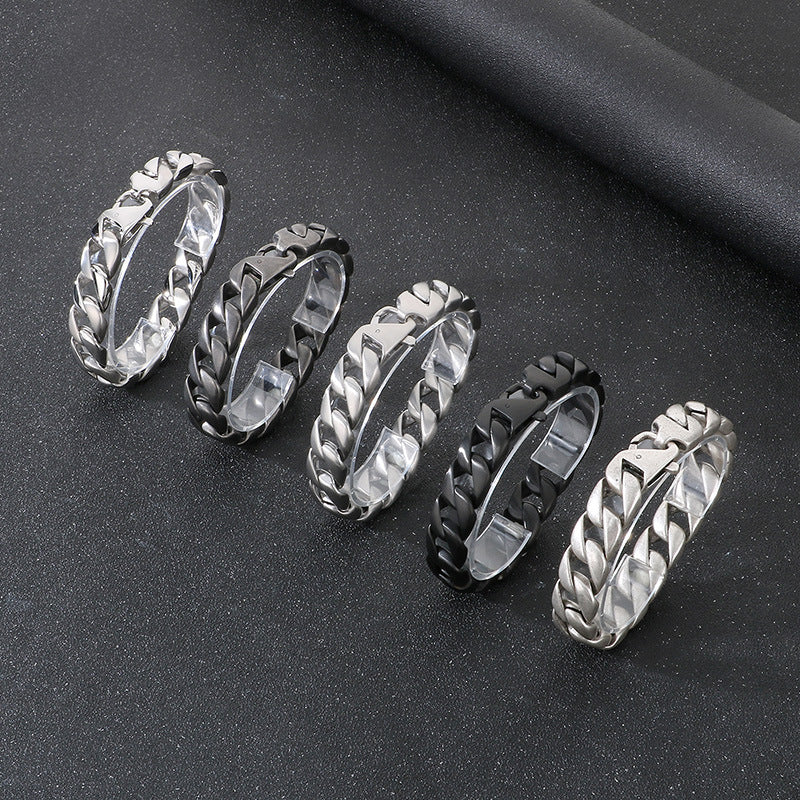 Retro Cuban Chain Titanium Steel Men Bracelet 15mm Classic