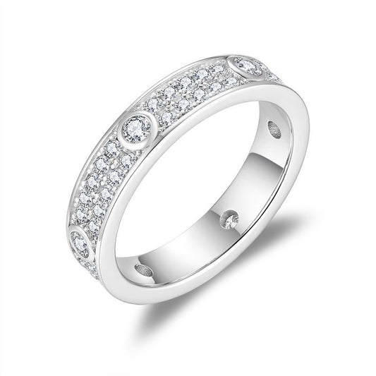 Planderful Moissanite Sparkling Double Row Ring Unisex