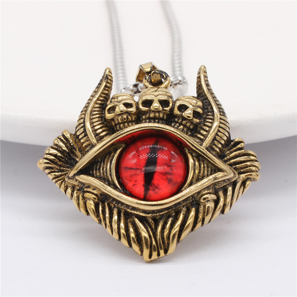 Titanium Steel Pendant Unisex Retro Protective Symbols Devils Eye Bulls Eye Planderful