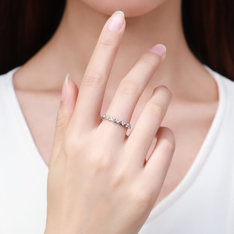 Exquisite Sterling Silver Zircon Geometric Layered Ring for Women's Fashion