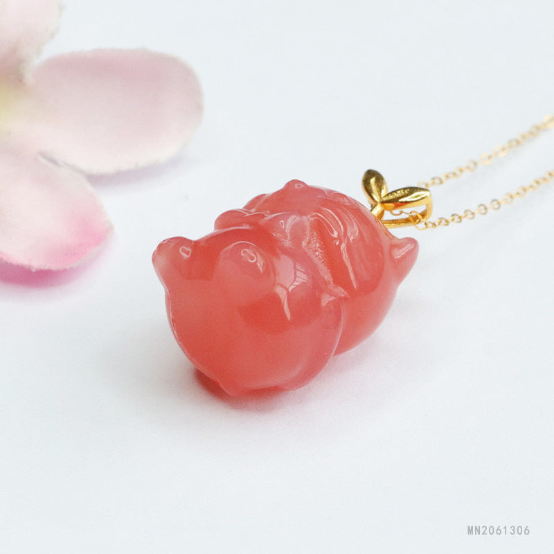 Yanyuan Agate Cat Silver Pendant — No Chain