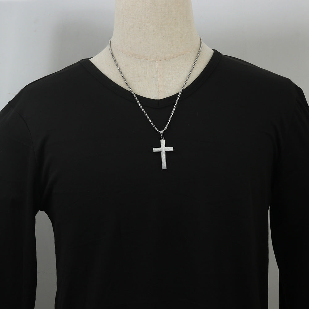 European And American Stainless Steel Cross Pendant Men's Trendy Retro Titanium Steel Necklace