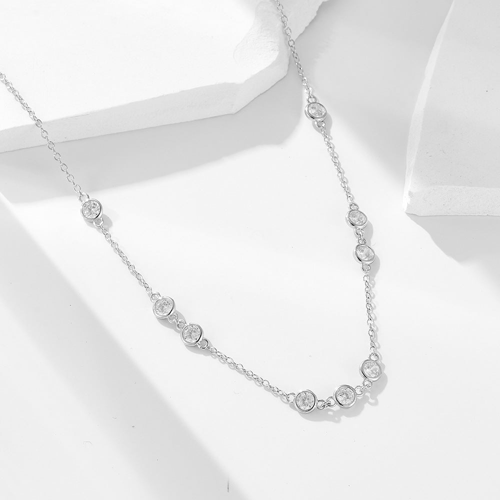 925 Sterling Silver Classic Stacked Zircon Necklace Sense Versatile Necklace