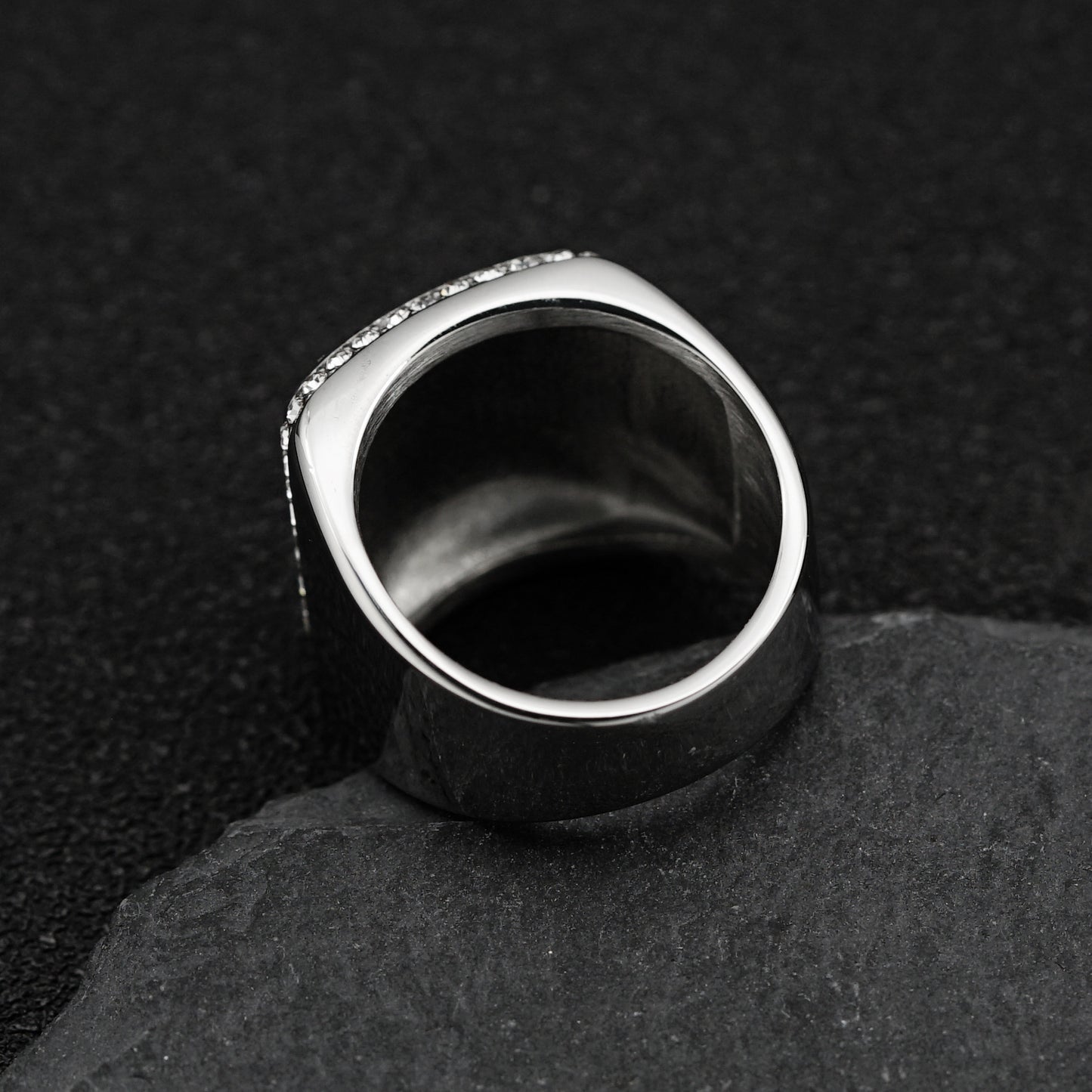 Planderful Titanium Zircon Four Layer Ring For Men And Unisex Luxury Hip Hop Style