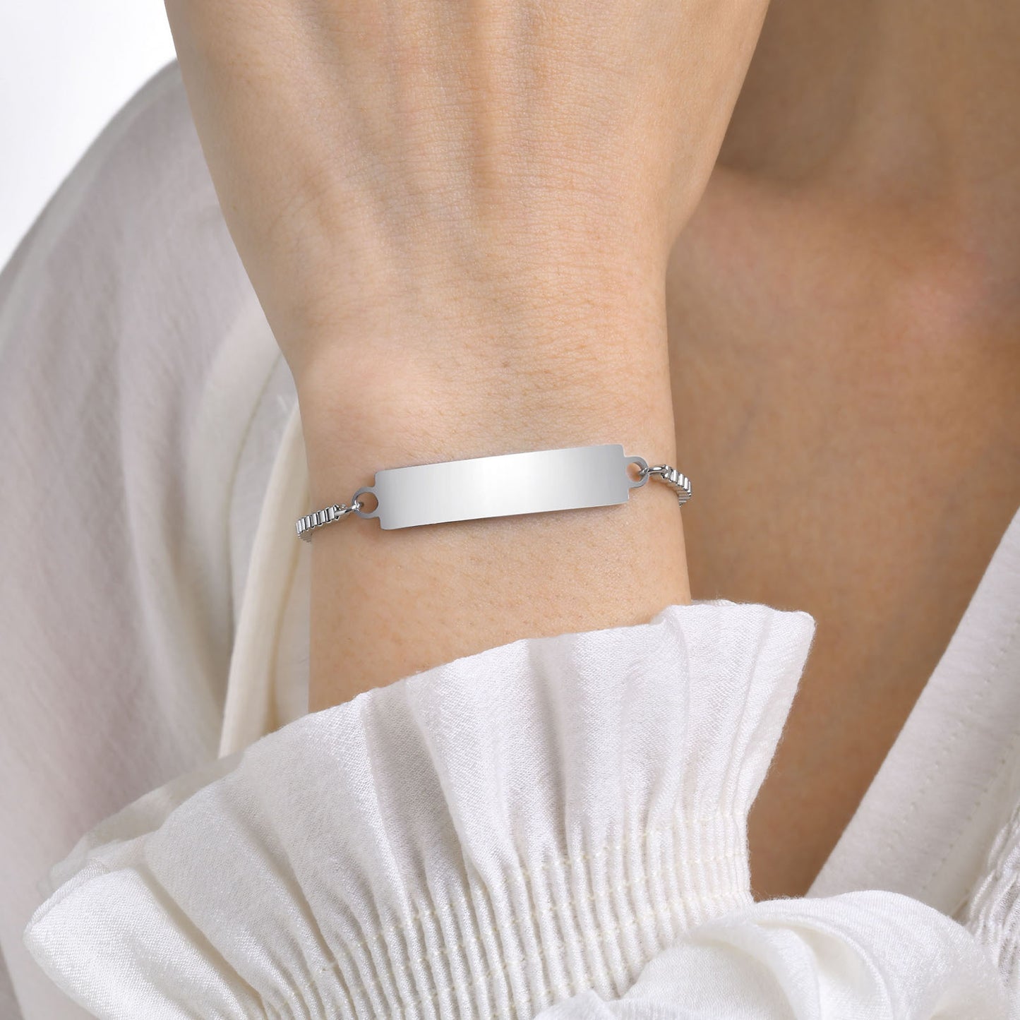Personalized Simple Stainless Steel Curved Box Chain Bracelet