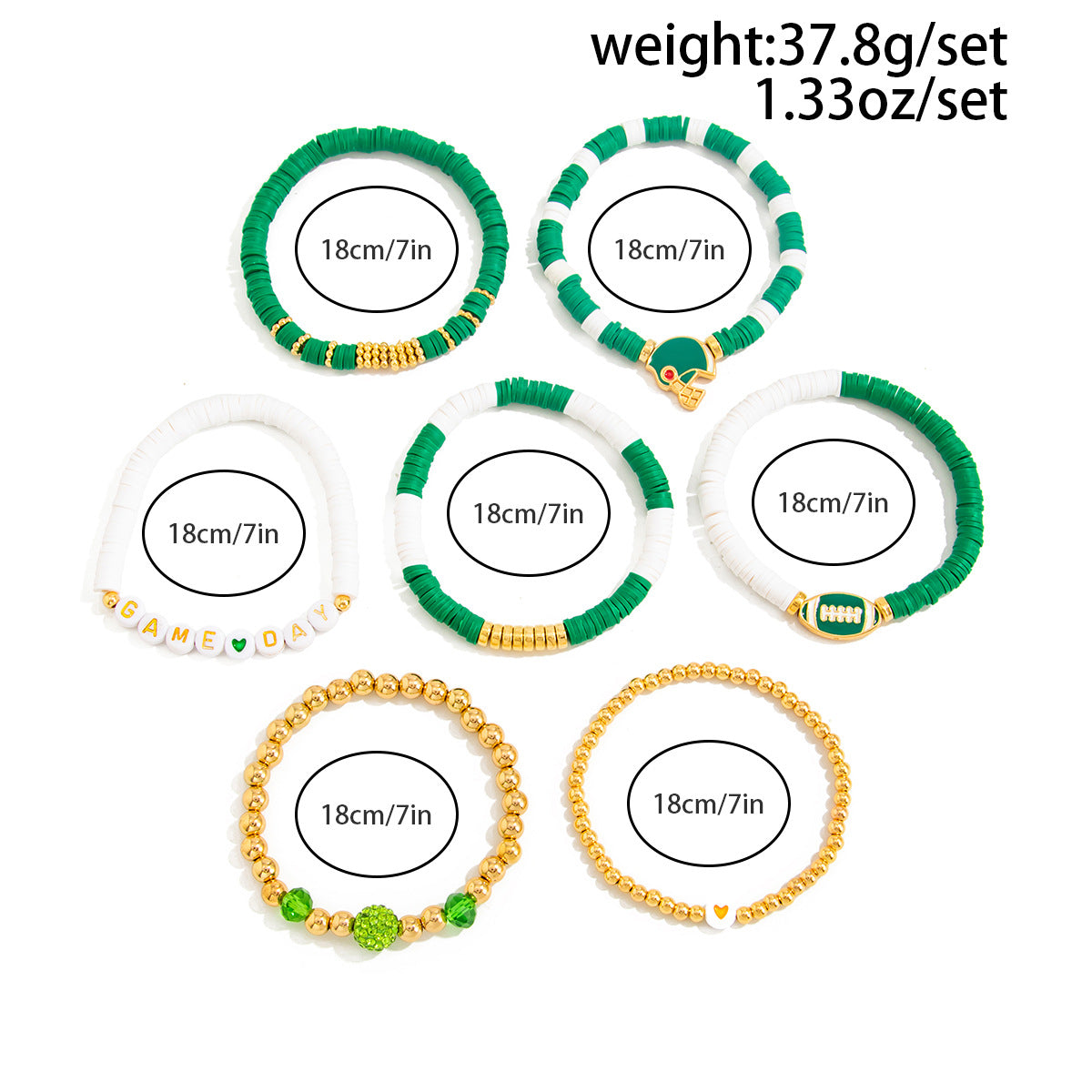 Planderful Football Bracelet Set Vienna Verve Game Day Jewelry For Women Bold Colorful Drip Statement