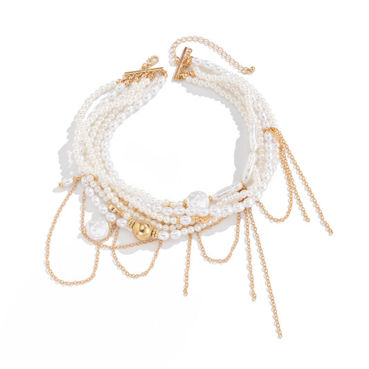 Pearl-Style Bead Tassel Choker