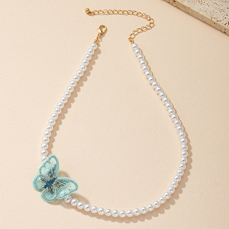 Butterfly Embroidered Neckpiece with Niche Design