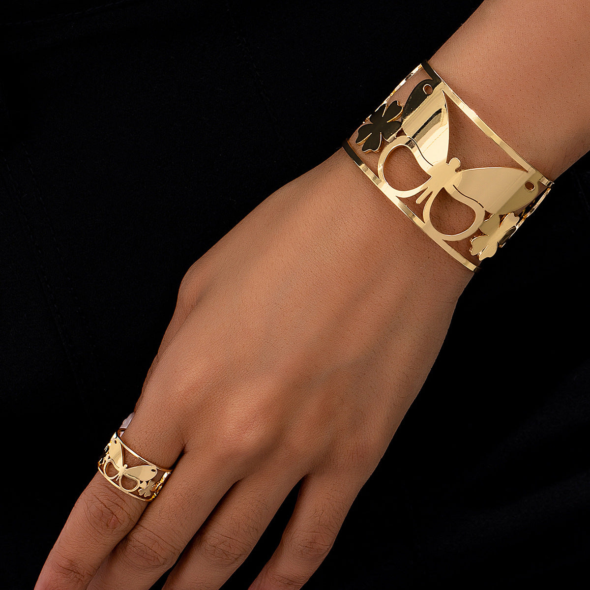 Retro Flower Butterfly Jewelry Set for Women by Planderful