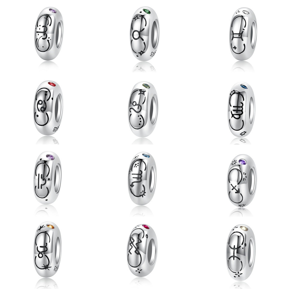 Planderful Jewelry Zodiac Spacer Bead Sterling Silver Zircon