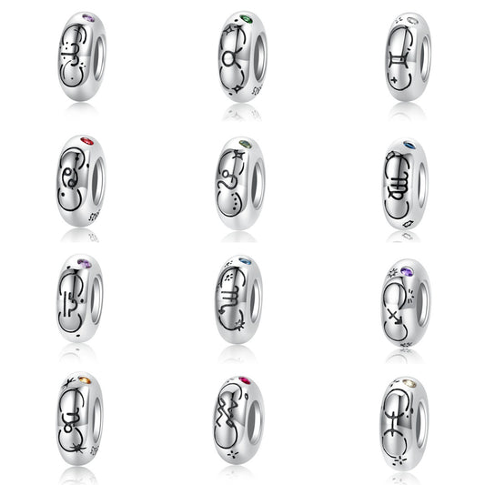 Planderful Jewelry Zodiac Spacer Bead Sterling Silver Zircon