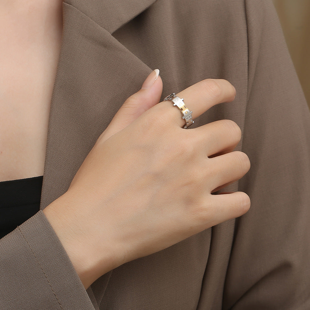 INS Niche Design Puzzle Couple Titanium Steel Pair Ring