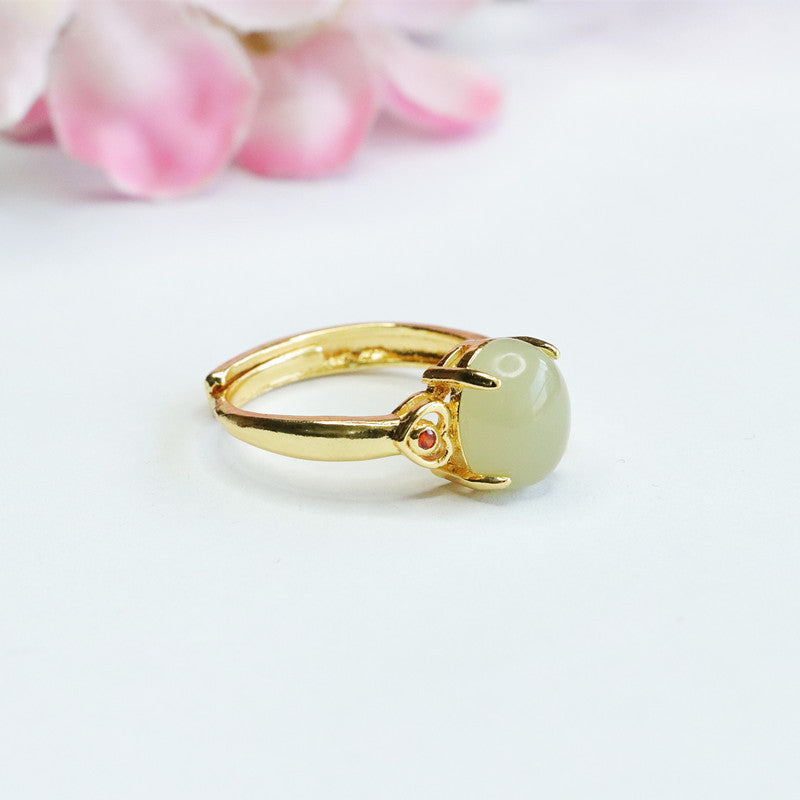 Fortune's Favor Hetian Jade Love Ring in Sterling Silver