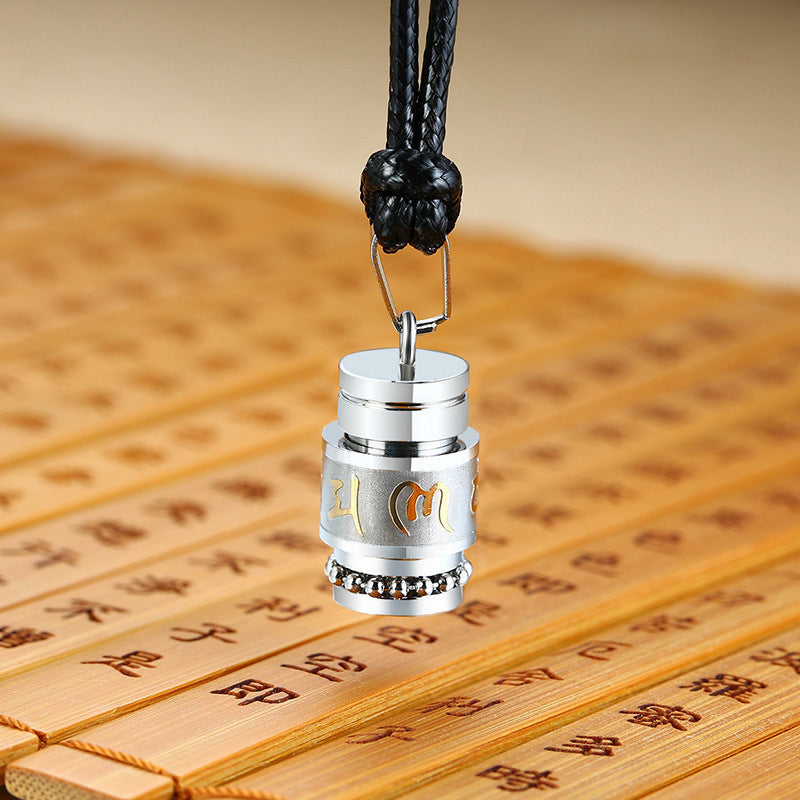 Titanium Steel Necklace Six-Character Mantra Pendant for Men