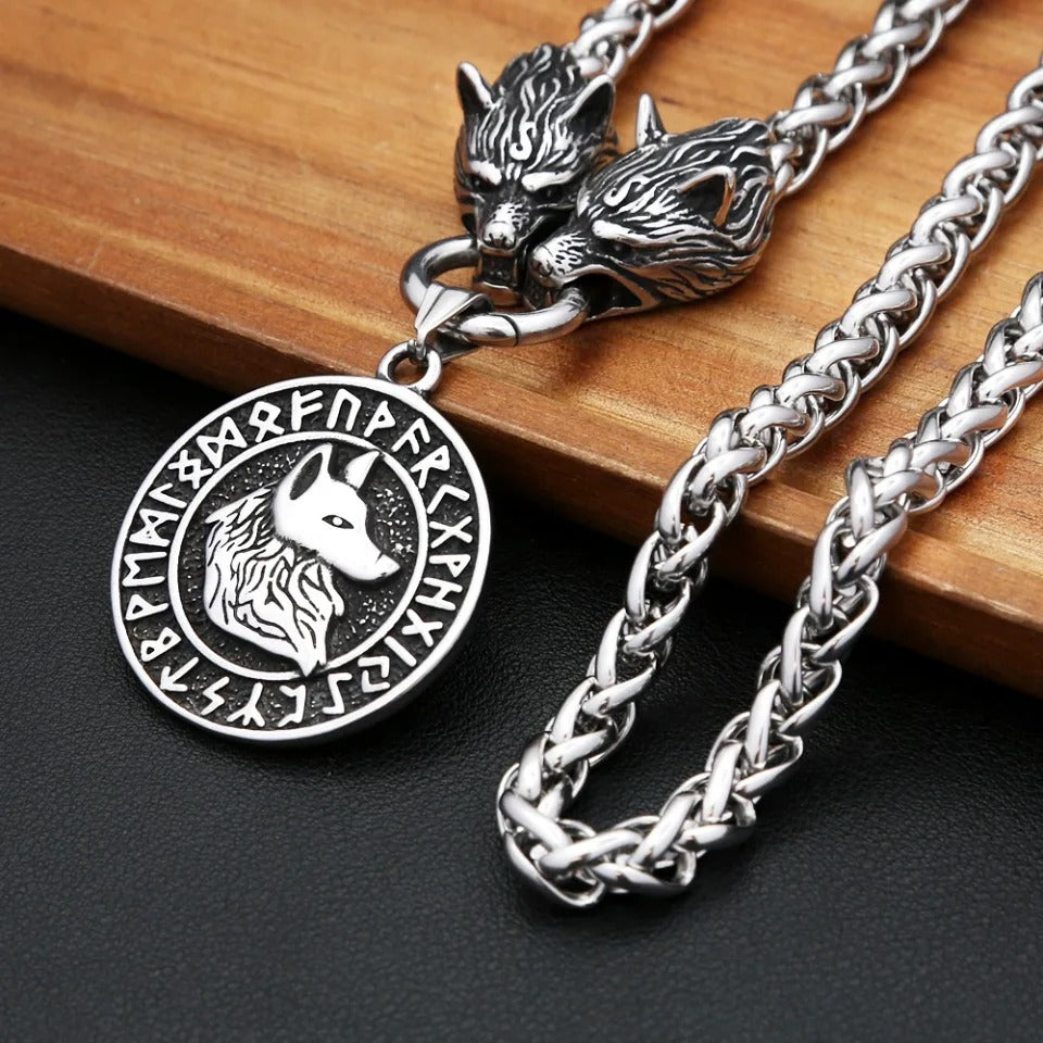 Viking Wolf Stainless Steel Men's Pendant Necklace