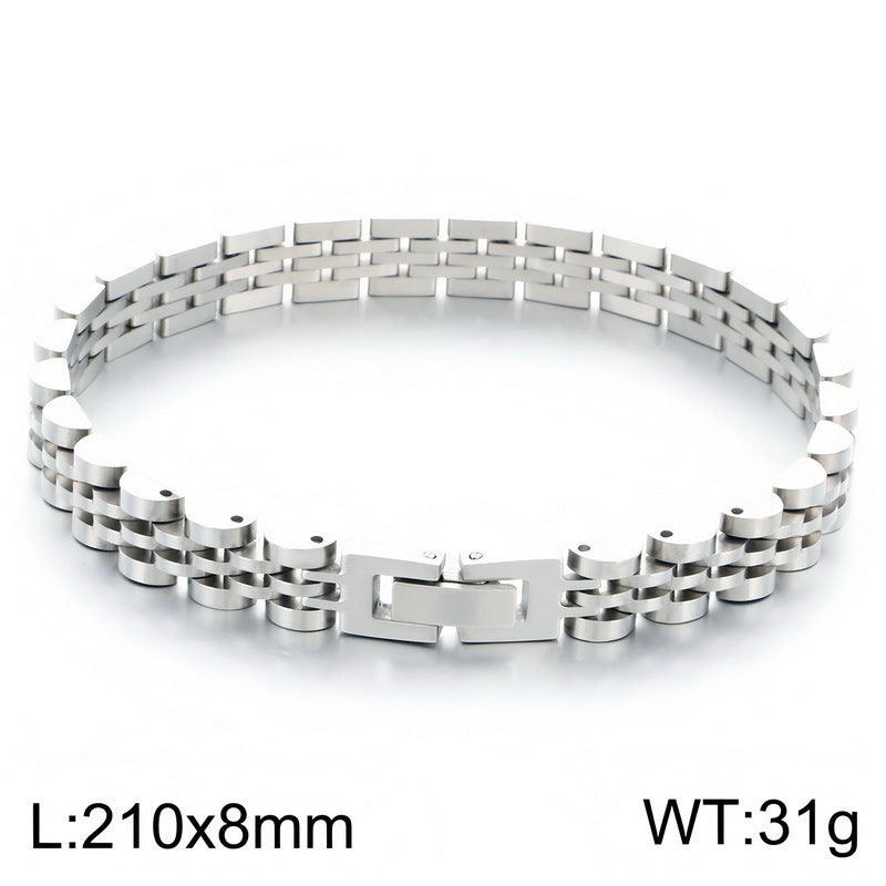 Japan & Korea Business Watch Chain Five Baht Strap Chain Stainless Steel Unisex Bracelet