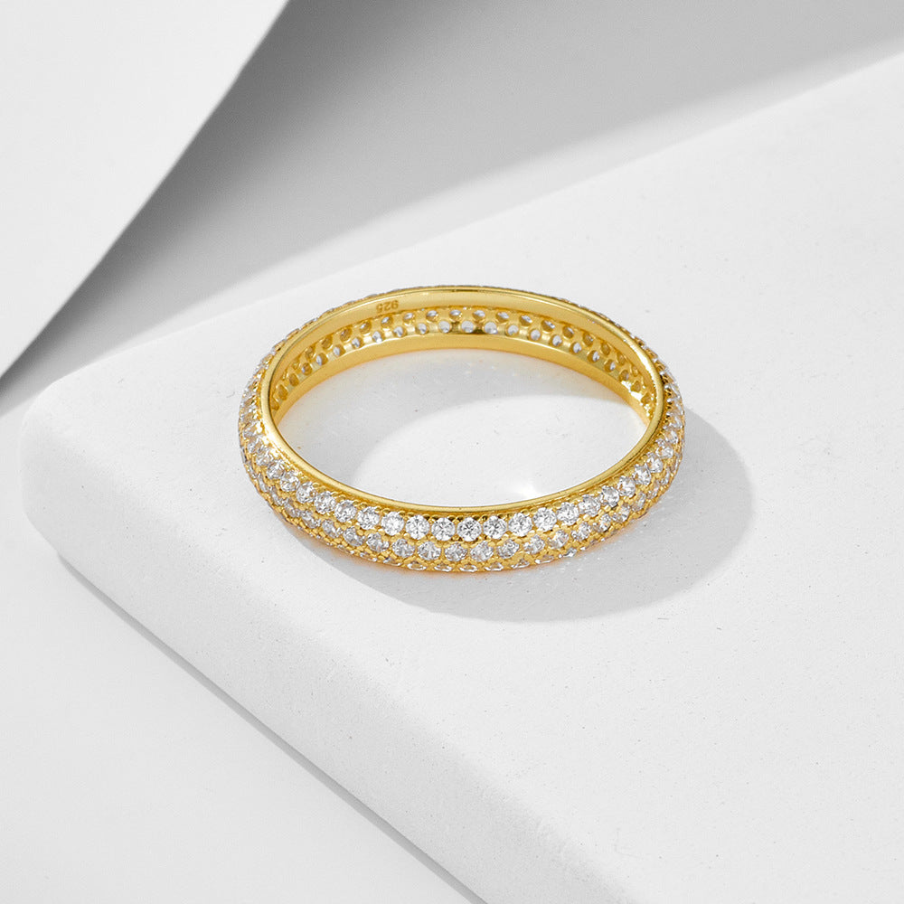 925 Sterling Silver, The Whole Circle Is Full Of Zircon, Slightly Inlaid Zircon Ring