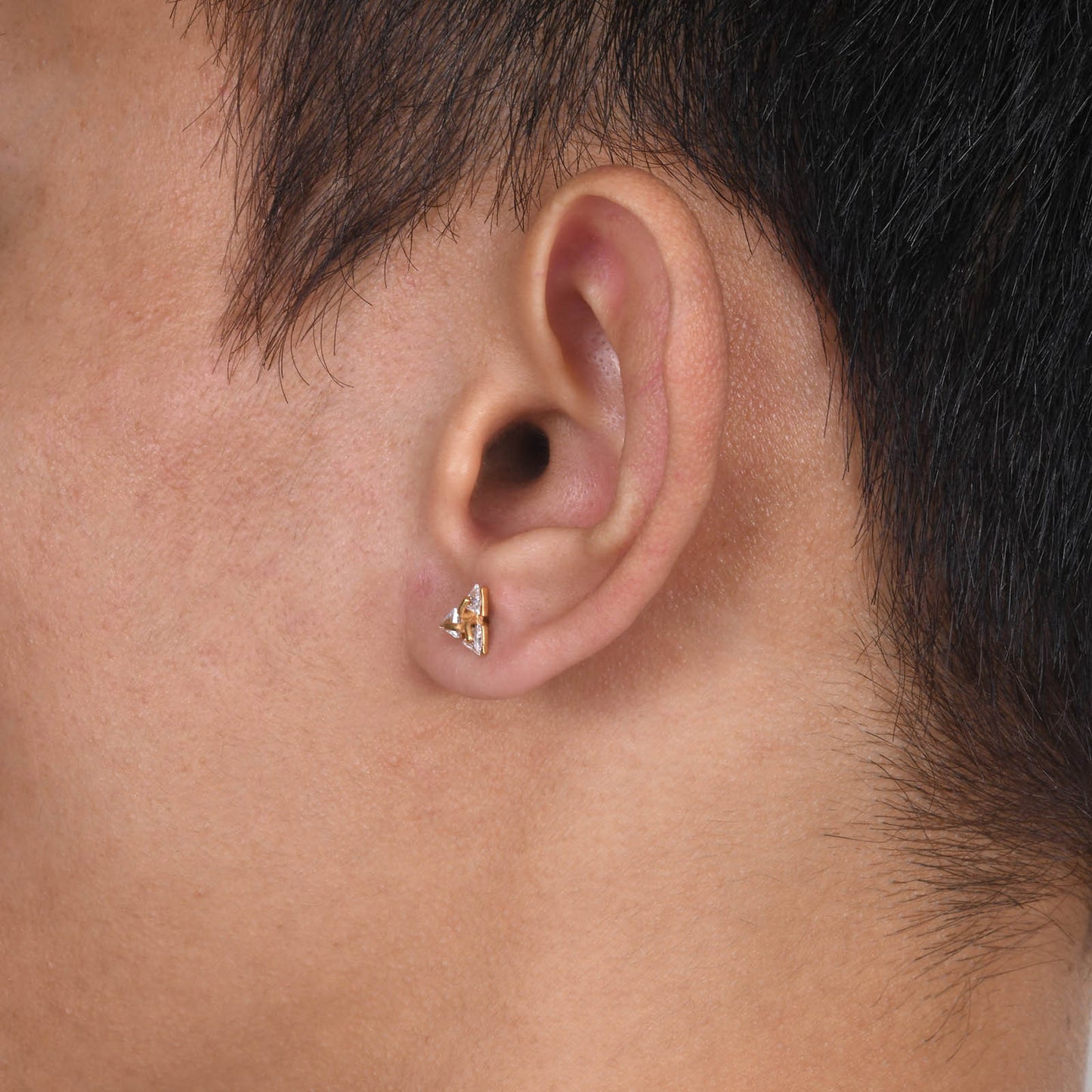 Planderful Mens Stainless Steel Zircon Triangle Earrings