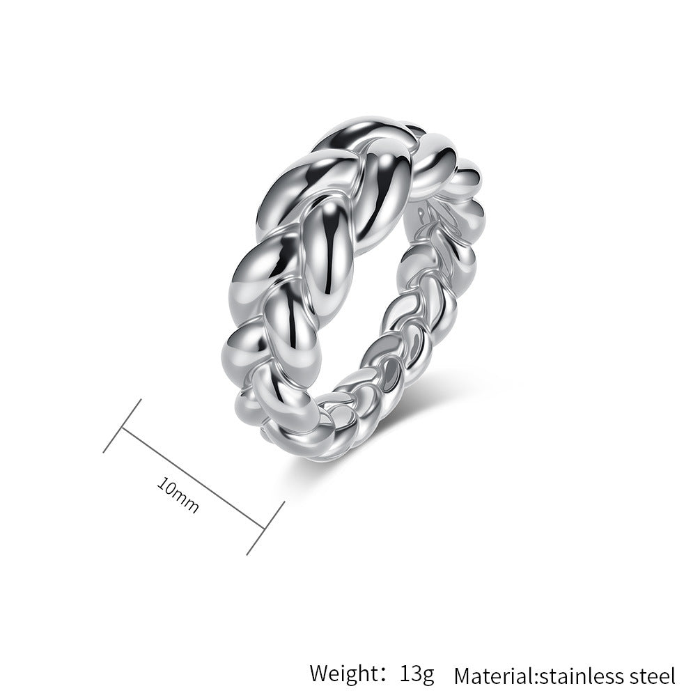 Steel Ring - Elegant Everyday Wear Twist Weave Unisex Jewelry Planderful Timeless Accessory