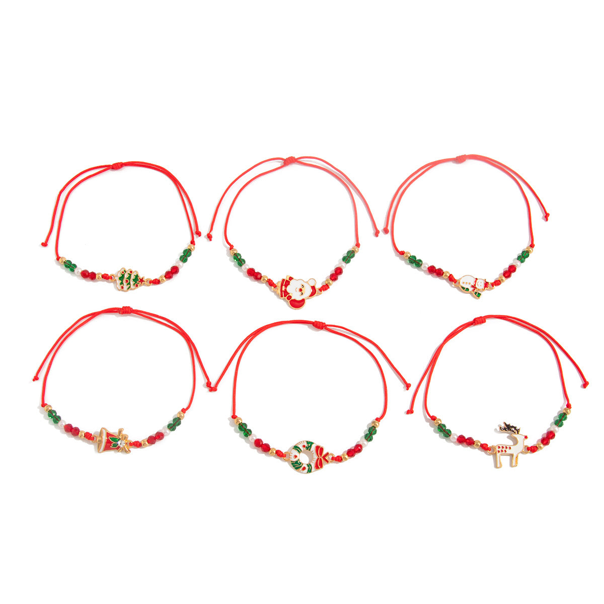 Planderful Crystal Beaded Holiday Bracelet For Women With Christmas Tree Elk Pendant Adjustable