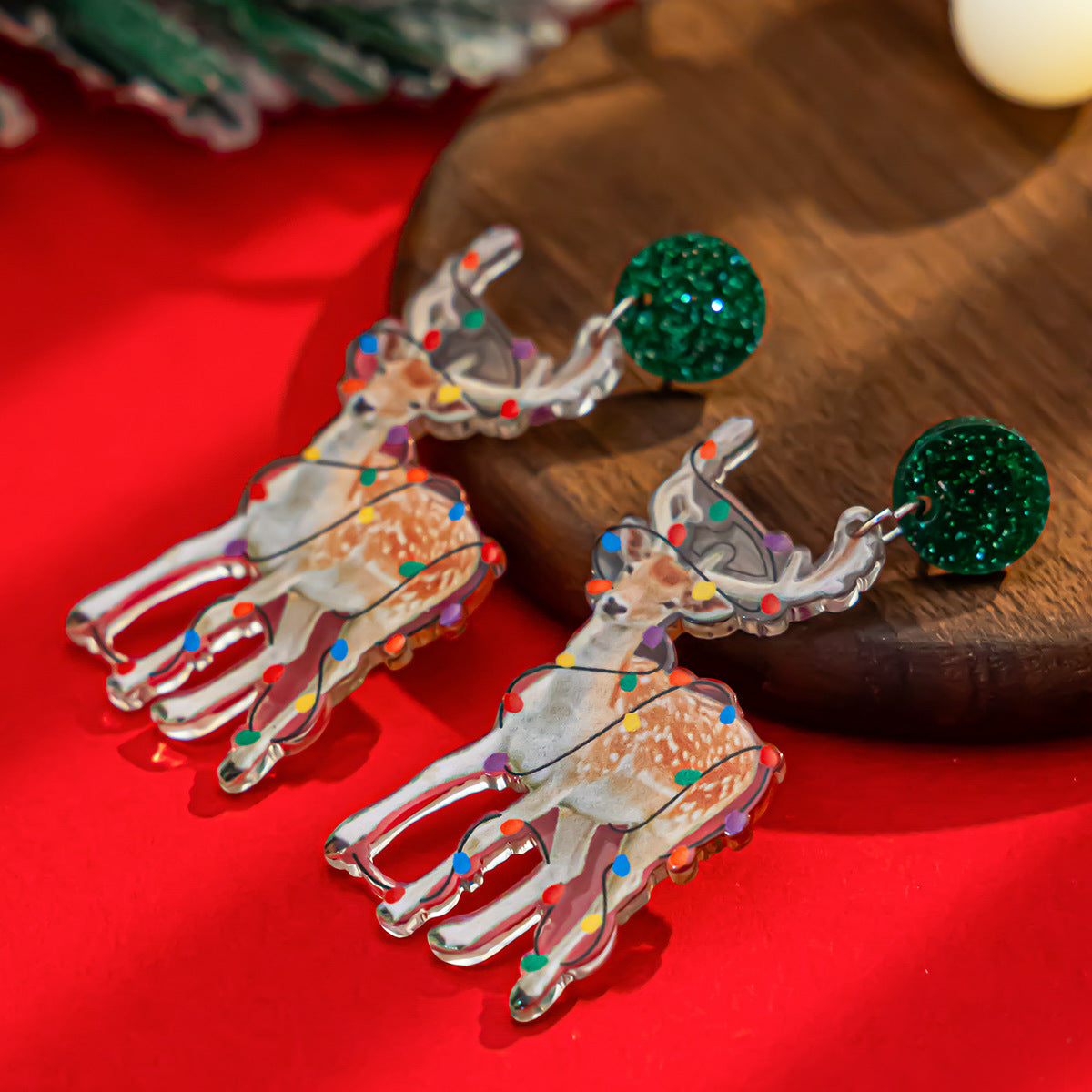 Planderful Vienna Verve Christmas Earrings Fringed Pendant For Women Elk Tree Design Statement