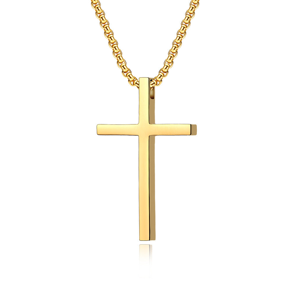 Planderful Mens Stainless Steel Cross Pendant Necklace Minimalist Square Hole Everyday Wear