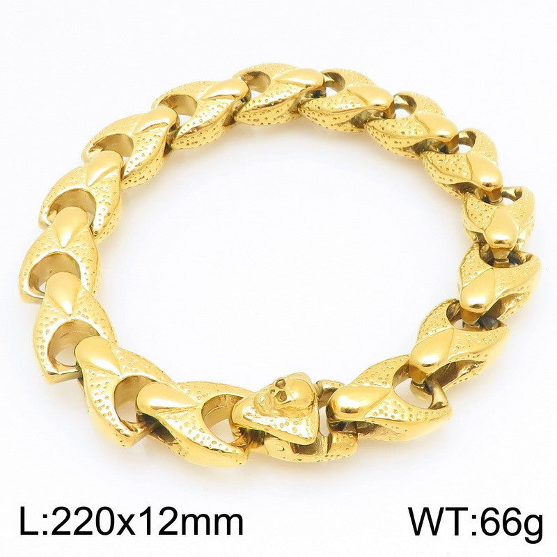 Heavy Industry Skull Buckle Bracelet – Punk Style Smear Keel Chain Stainless Steel