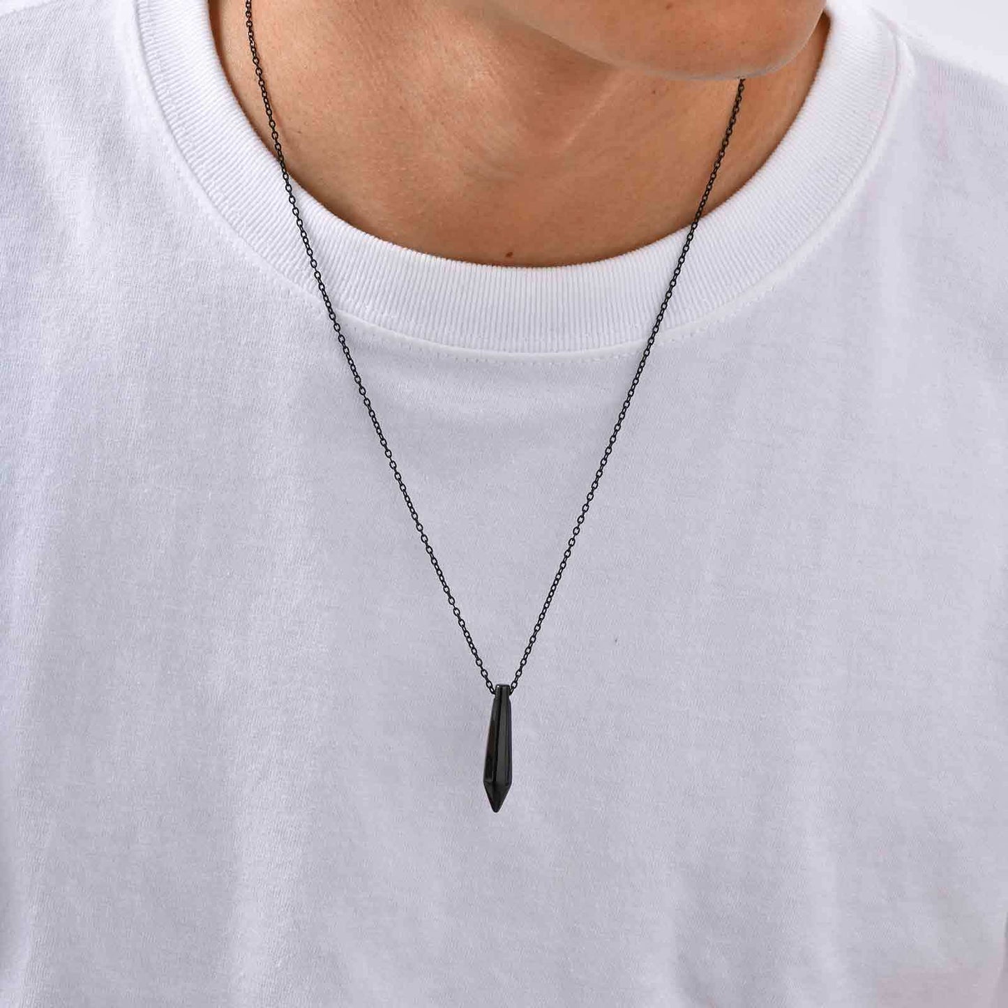 Planderful Mens Stainless Steel Droplet Necklace Trend